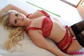 Robyn Lambert Sexy Red Lingerie With Black Stockings k6vkrlcnwv