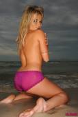 Michelle Cole White Top With Purple Panties On The Beach u6vrtntixz