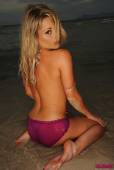 Michelle Cole White Top With Purple Panties On The Beach d6vrtn1m6h